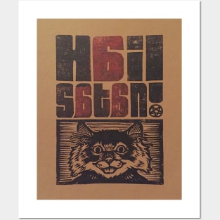 bad kitty evil cat hail satan 666 Posters and Art